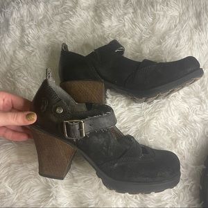 ‼️ London Underground Suede Chunky Mary Jane 8.5 Black buckle leather suede
